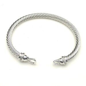 David Yurman 5mm sterling silver bracelet diamond hook buckle DYSZ-116